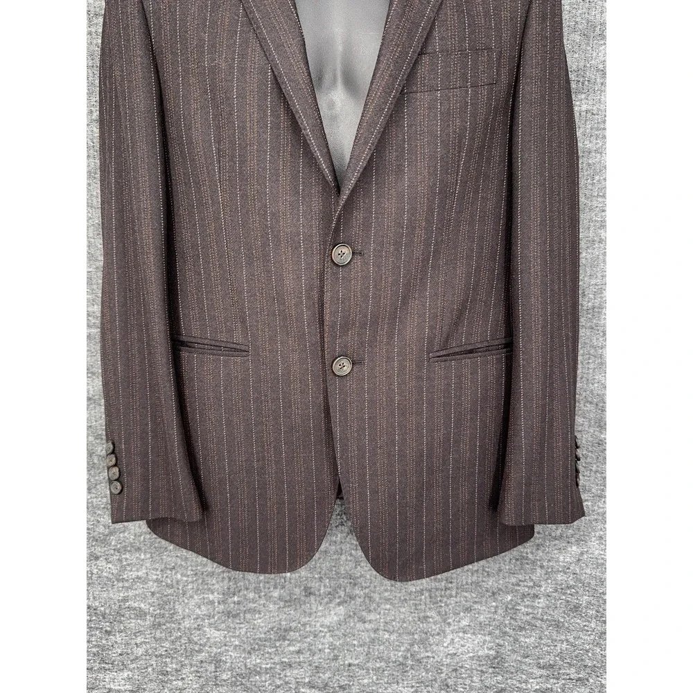 Etro Blazer Mens IT 48 Brown Wool Stripe Sport Coat Jacket Silk Lining Italy